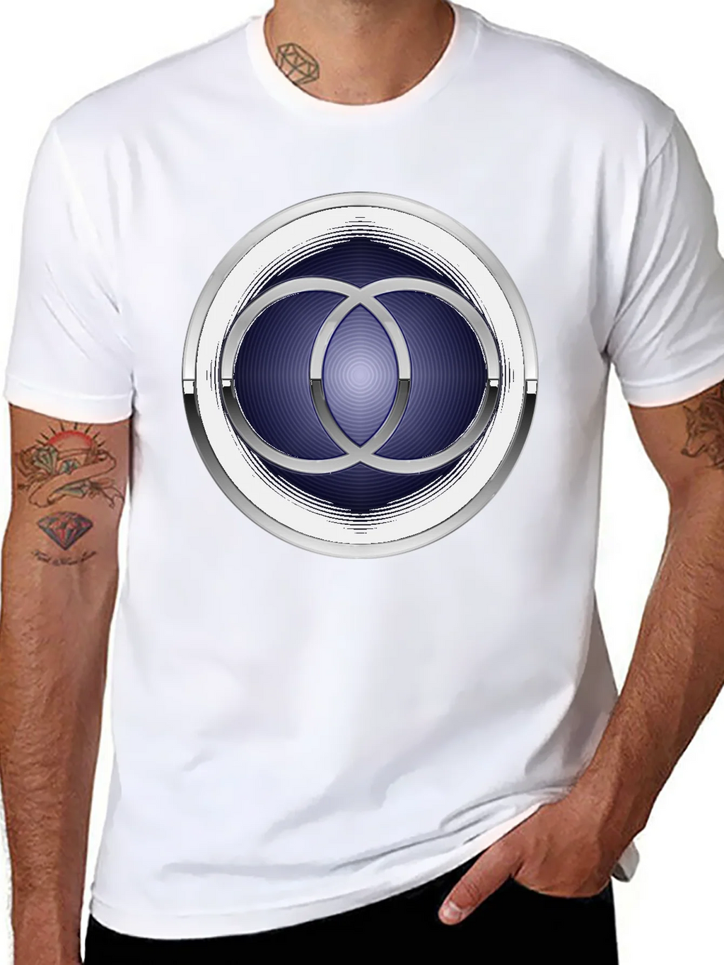 Abstract Circle Design Black T-Shirt