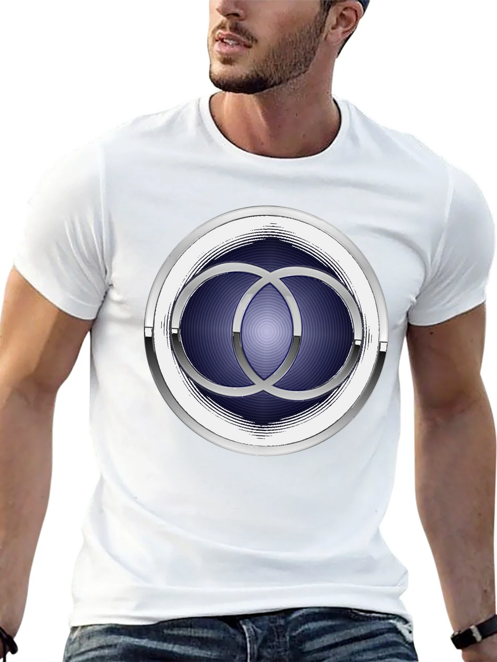 Abstract Circle Design Black T-Shirt