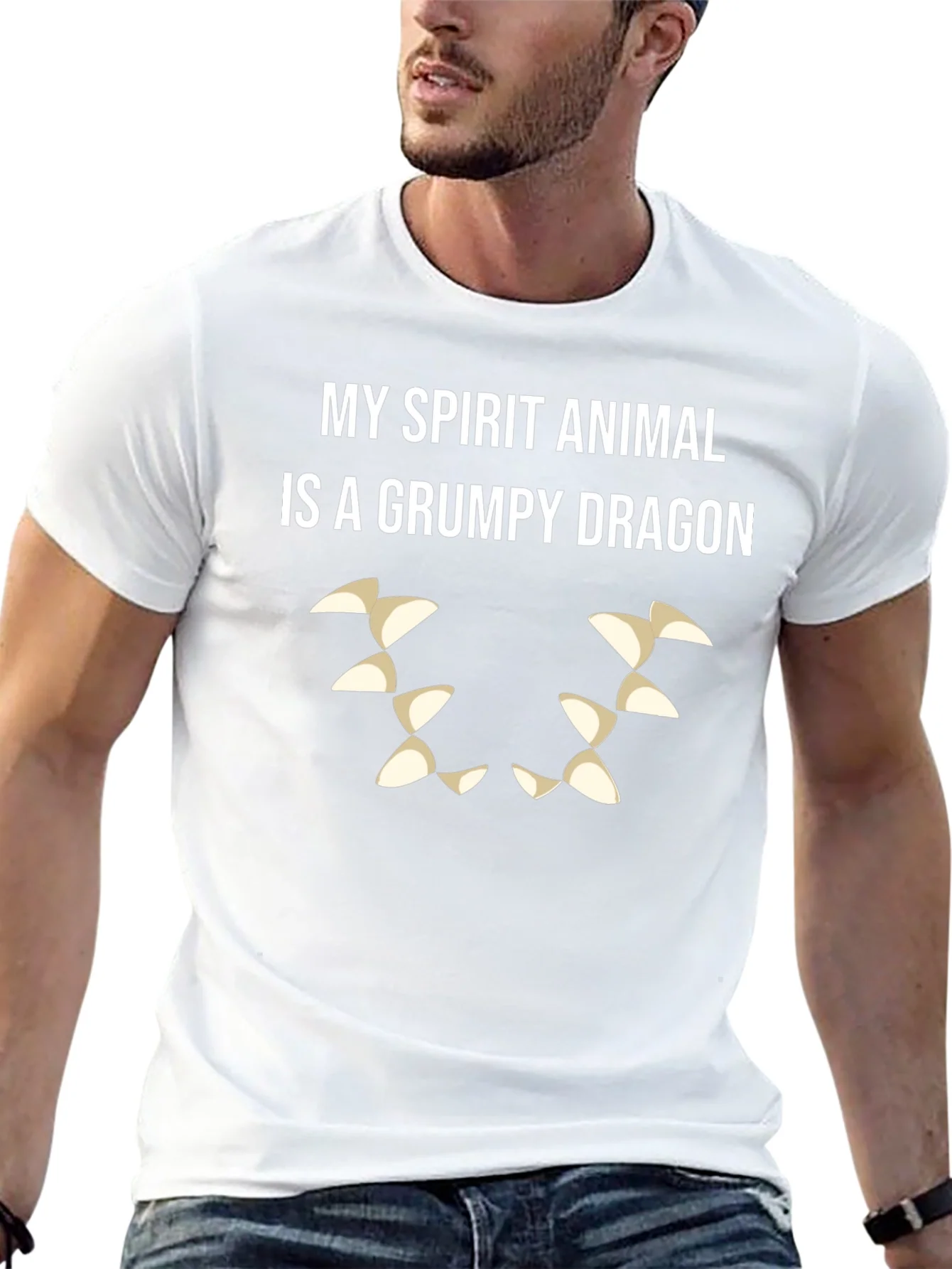 Grumpy Dragon Spirit Animal T-Shirt - Black