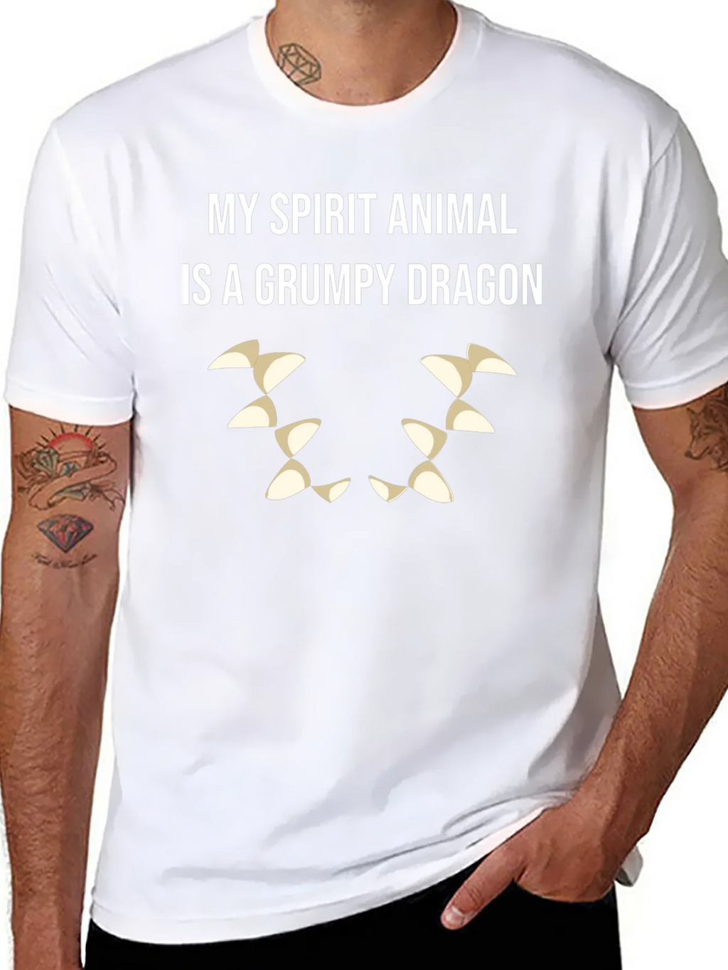 Grumpy Dragon Spirit Animal T-Shirt - Black