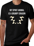 Grumpy Dragon Spirit Animal T-Shirt - Black