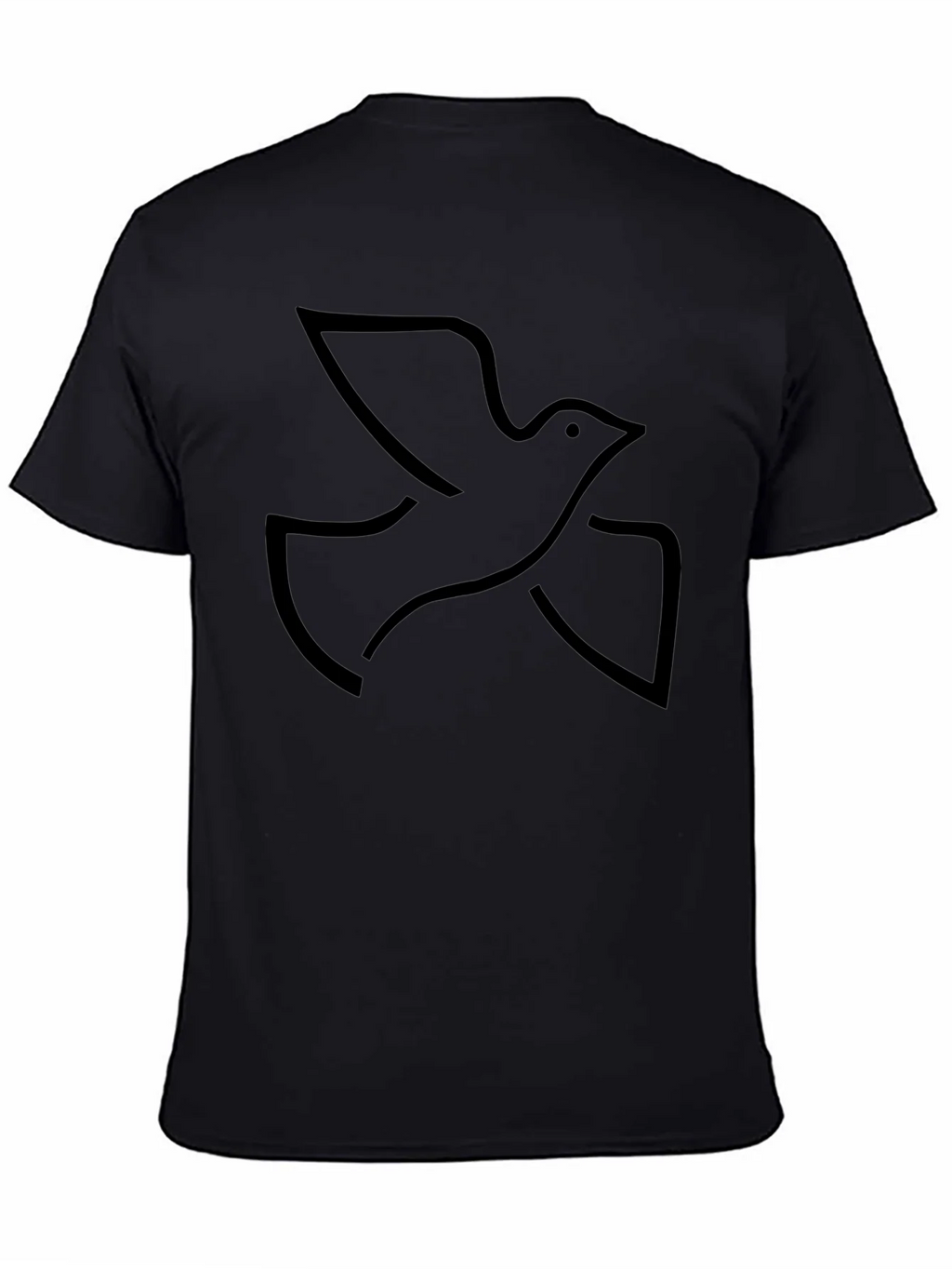 Black Graphic Tee - Minimalist Dove Design