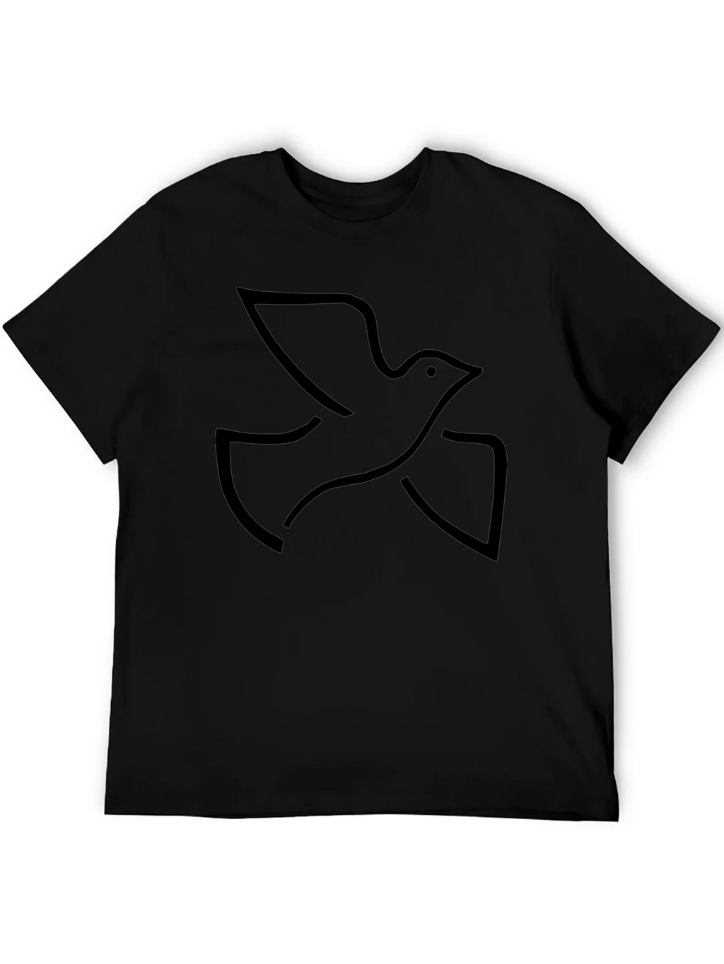 Black Graphic Tee - Minimalist Dove Design