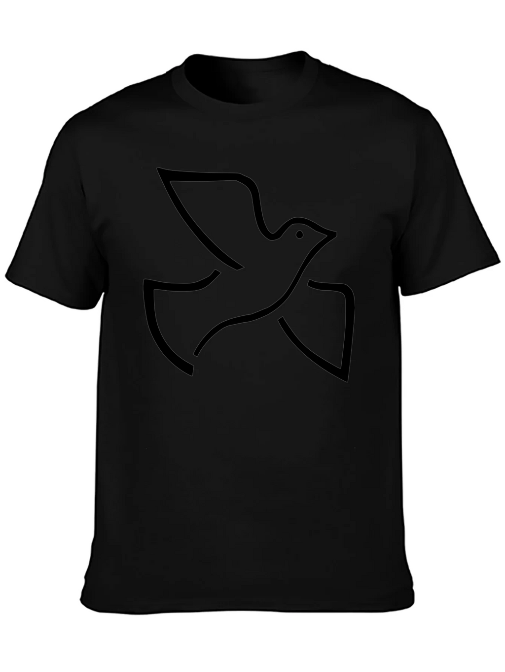 Black Graphic Tee - Minimalist Dove Design