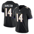 Men's Ravens #14 Kyle Hamilton Purple/Black/White Game Limited Stitched Jersey