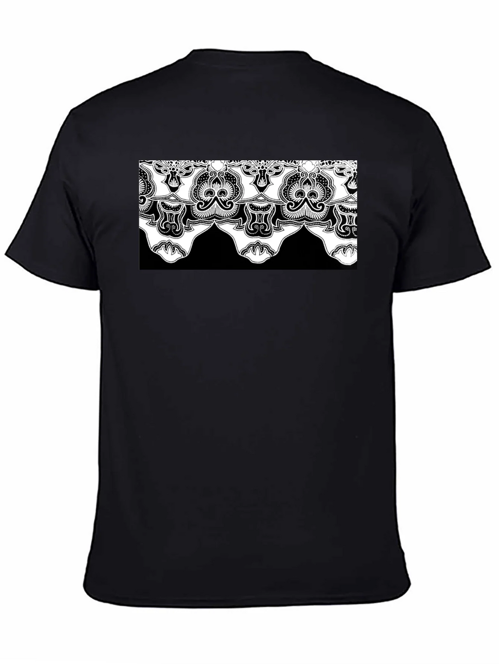 Ornate Lace Design Black T-Shirt