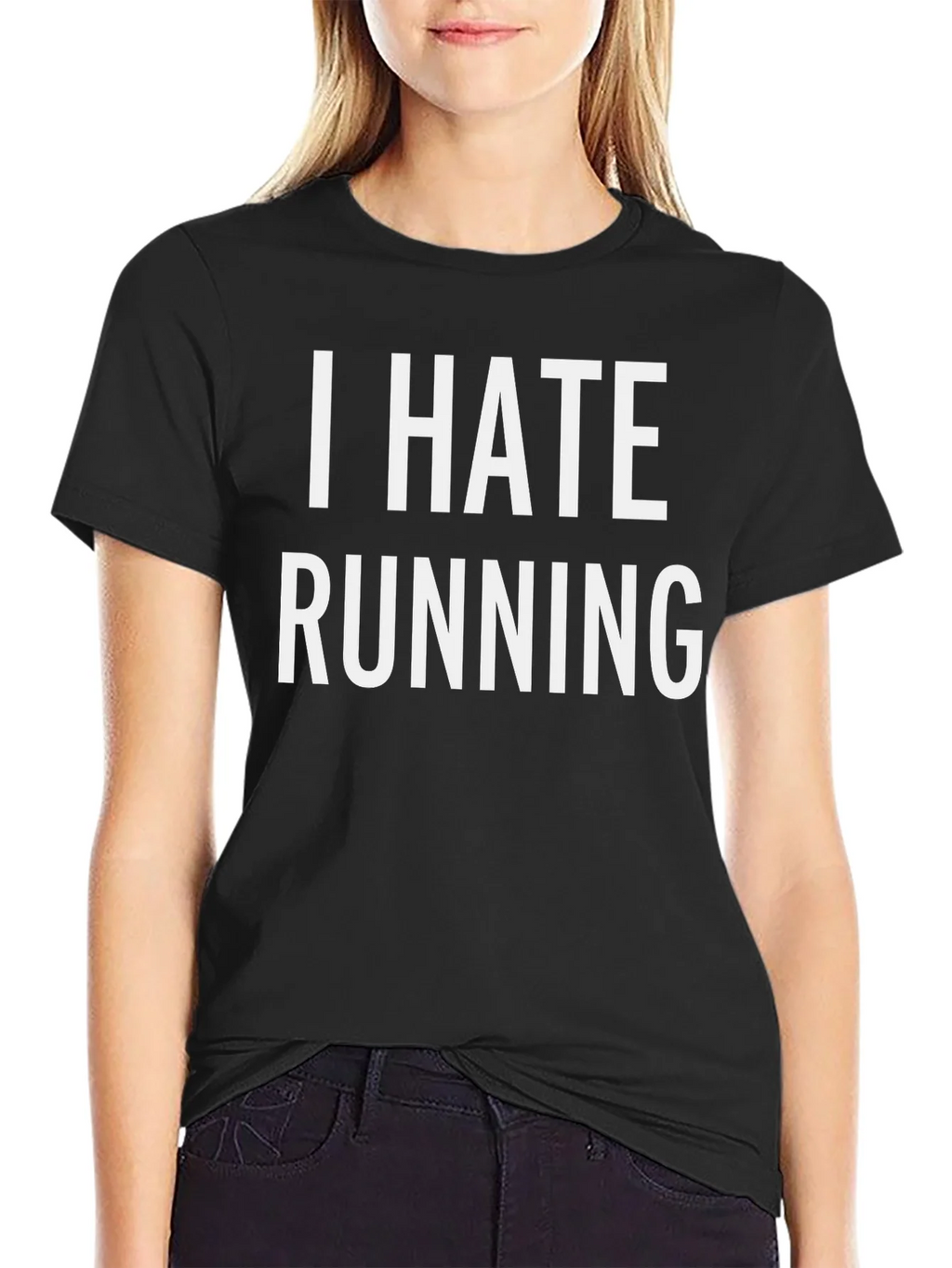 I Hate Running Black Graphic T-Shirt