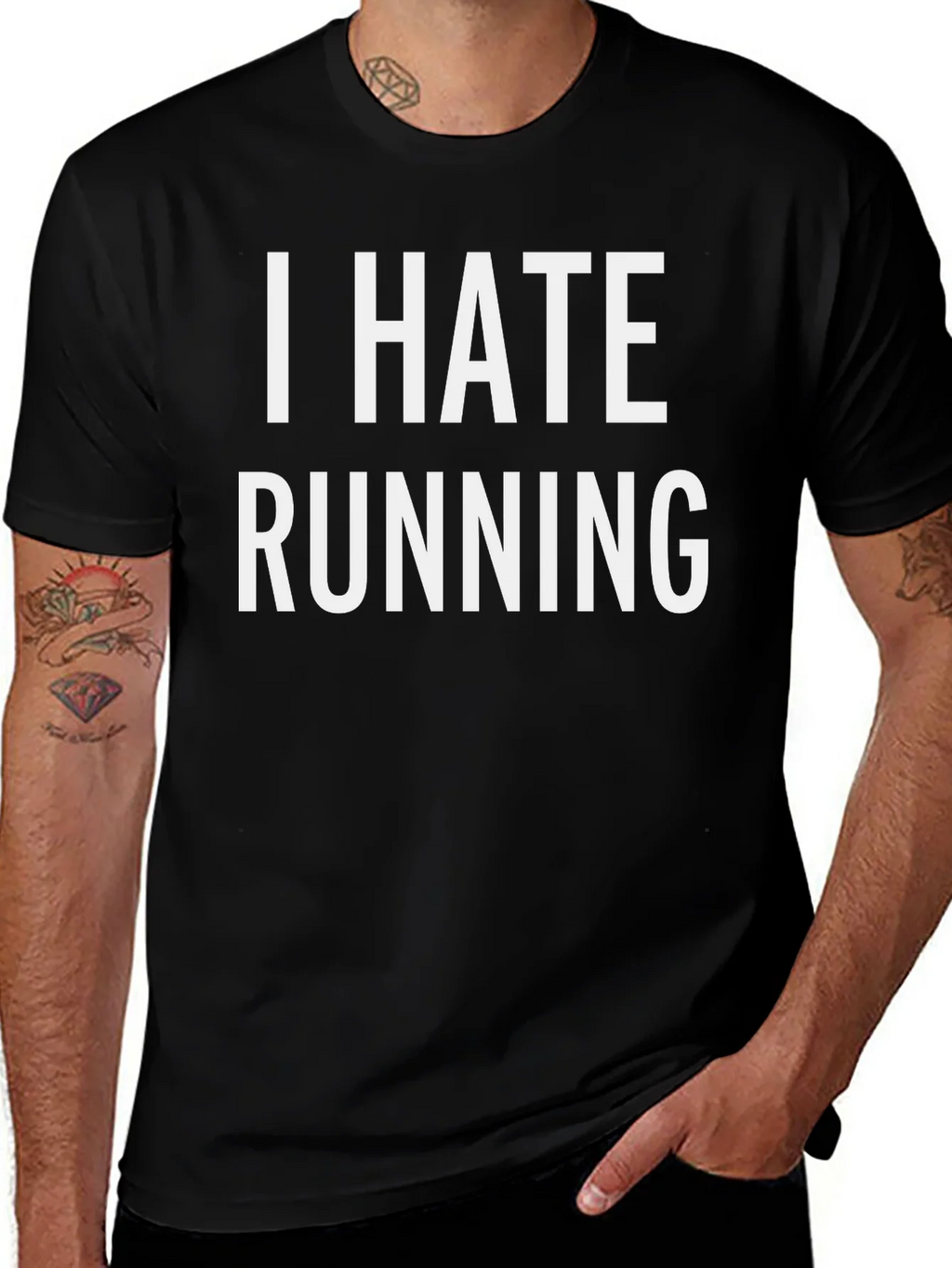 I Hate Running Black Graphic T-Shirt